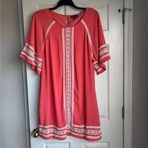 Luxology Coral Mini Dress with White Trim